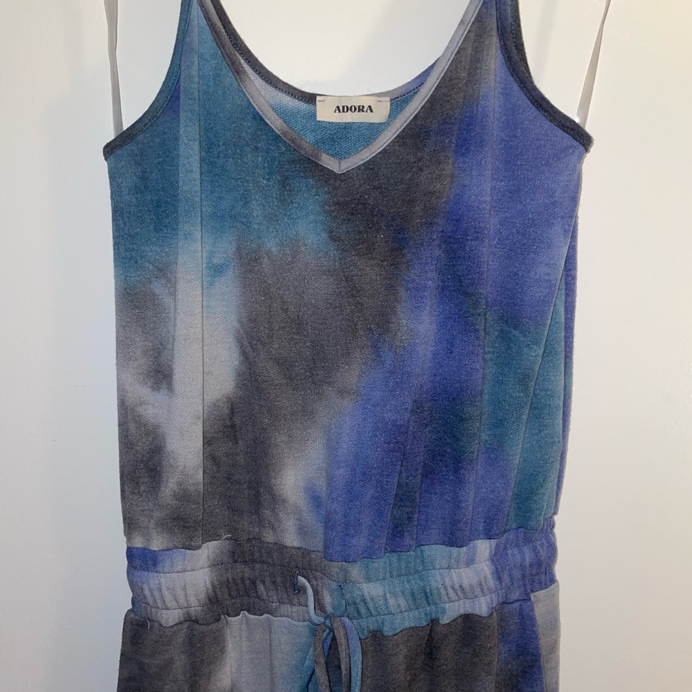 ADORA Blue and Gray Tie-Dye Jumpsuit